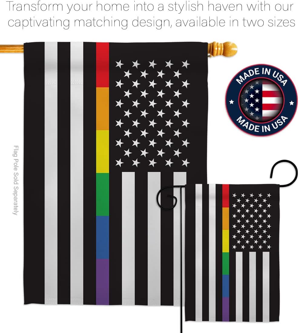 Americana Home & Garden US Rainbow Thin Line House Flag Eagle Set Support Pride Love LGBT Gay Bisexual Pansexual Transgender Decoration Banner Small Garden Yard Gift Double-Sided, Made in USA