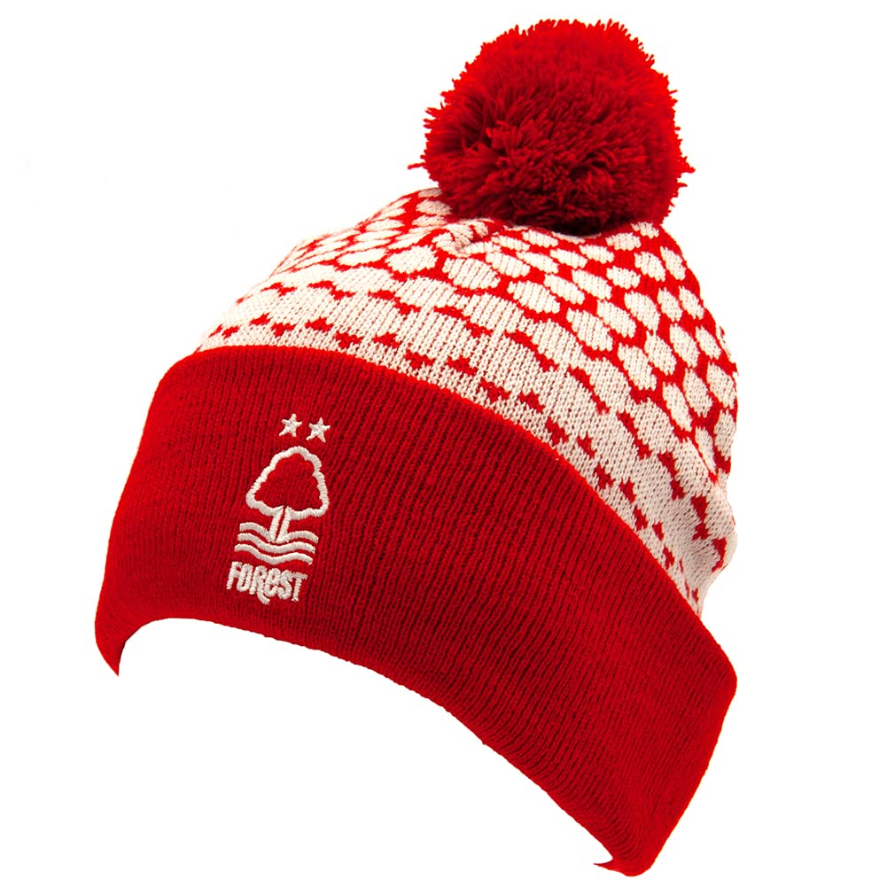 Official Nottingham Forest FC red and white fade design bobble hat