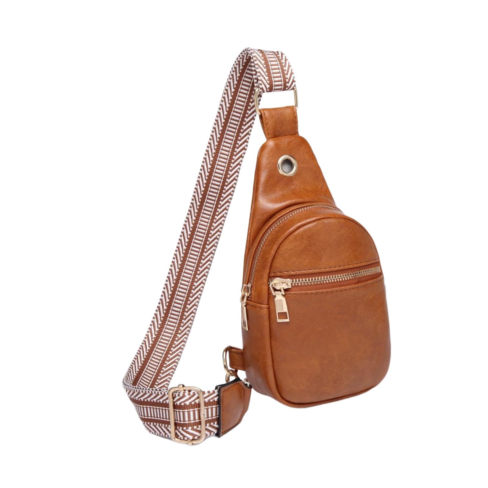 Sling Bag Women plusunit Purse Fashion Chest Bag for Shopping Hiking Street Deep Brown-image-45