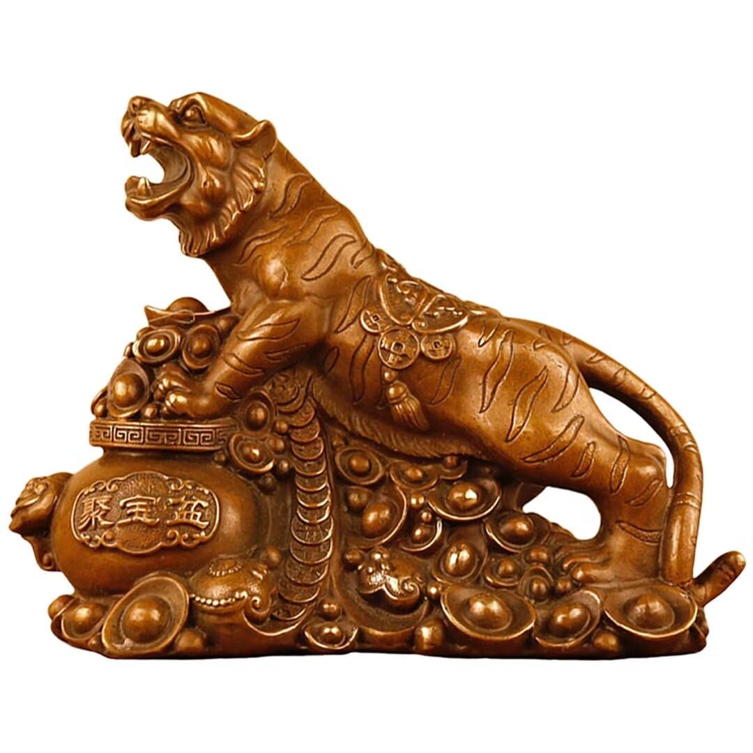 Amazon.co.jp: Julrybox 中国真鍮タイガー像 銅 虎 幸運 風水トラ繁栄