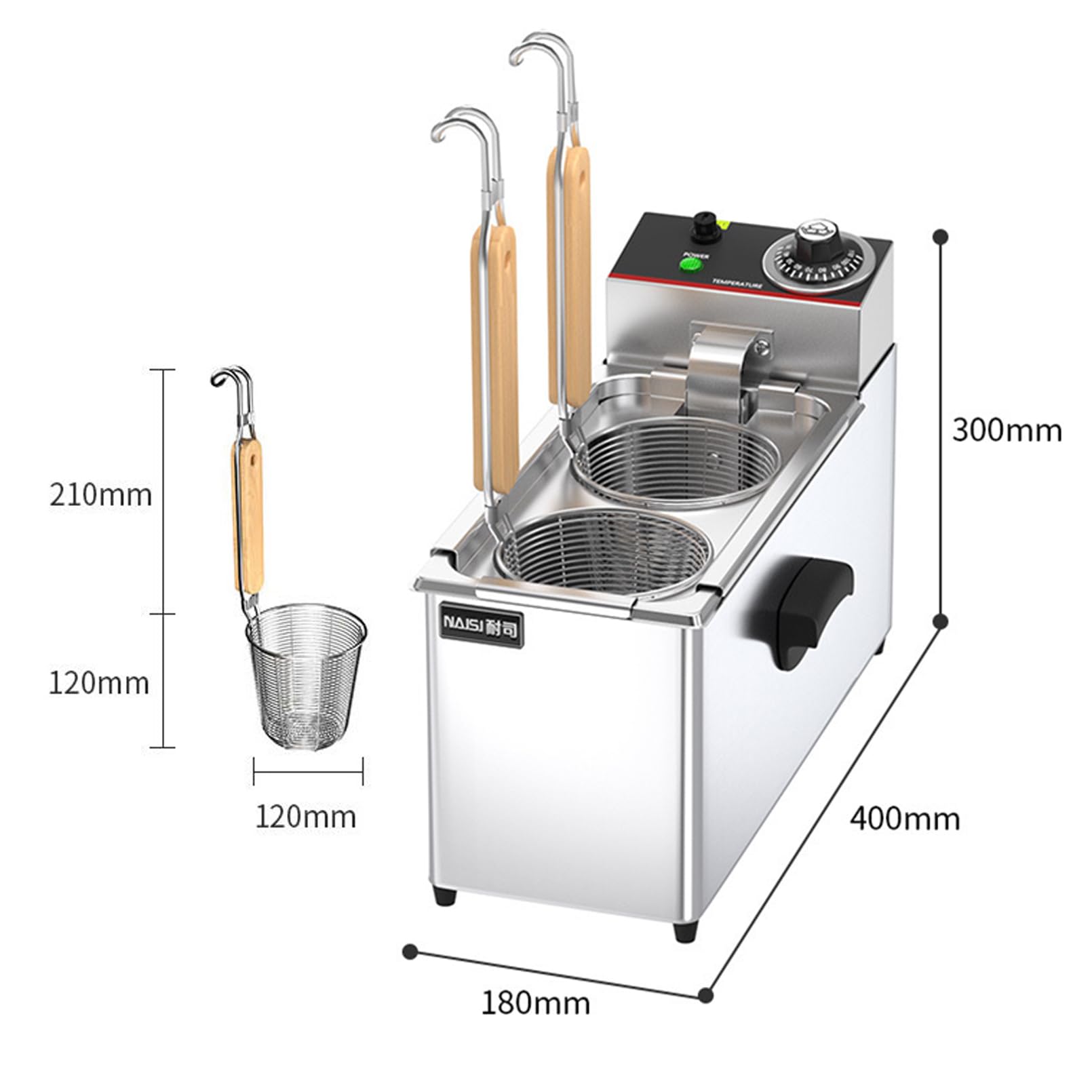 Cuocipasta Elettrico, Cuocipasta Commerciale per Verdure A 2 Fori, Temperatura Regolabile da 30 A 110 °C, per Ristoranti E Cucine, 2 Fori,