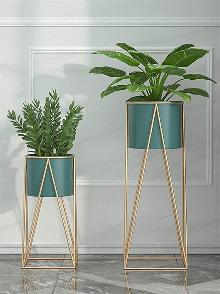 A D Iron Metal Planter with Stands Planters for Home, Office, Living Room, Bedroom Tall Indoor Plant Stand with Planter Pot -Set of 2 (Greenish Blue) (B0D5YXQD4K) Amazon Price History, Amazon Price Tracker