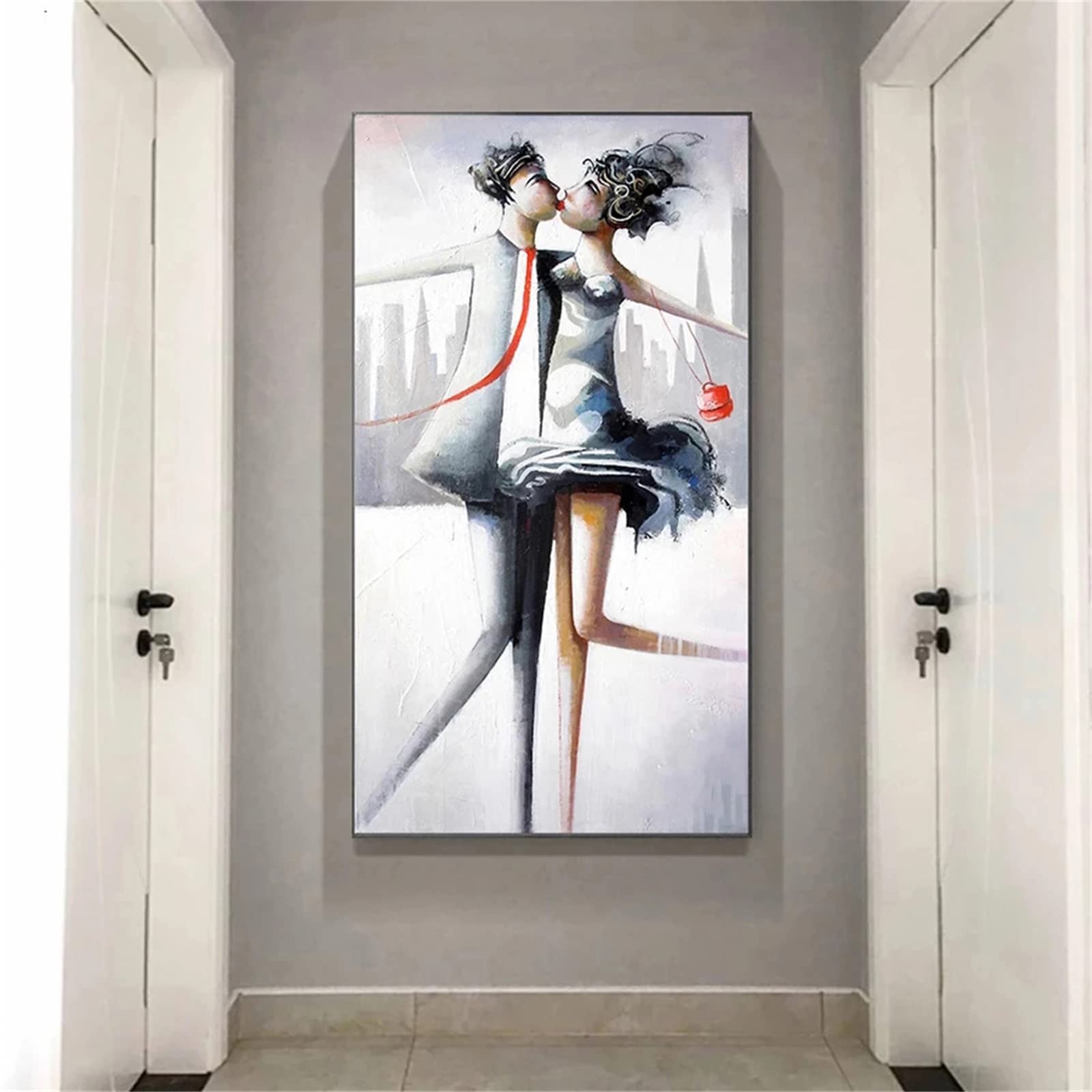 DIY zestawy do malowania diamentami 5D, pełne wiertło diamentowy obraz dla dorosłych i dzieci, kryształ górski haftowanie obrazy do dekoracji ścian domu - 80 x 160 cm / 31 x 63 cali (abstrakcyjna para)