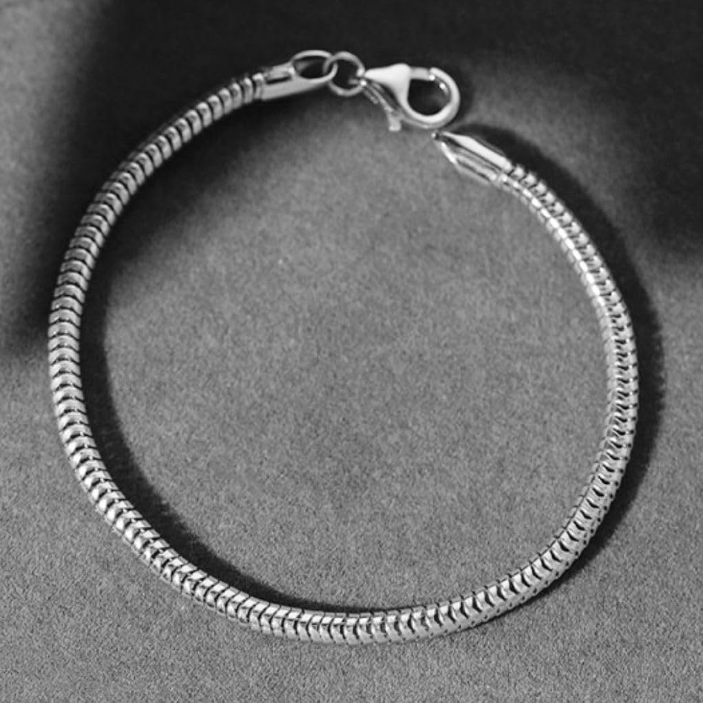 10pcs Adabele 304 Grade Surgical Stainless Steel 3mm Snake Chain Bracelet 7.5 inch Jewelry Making Chain Tarnish Resistant for Large Hole Bead Jewelry Making SJF177-A3