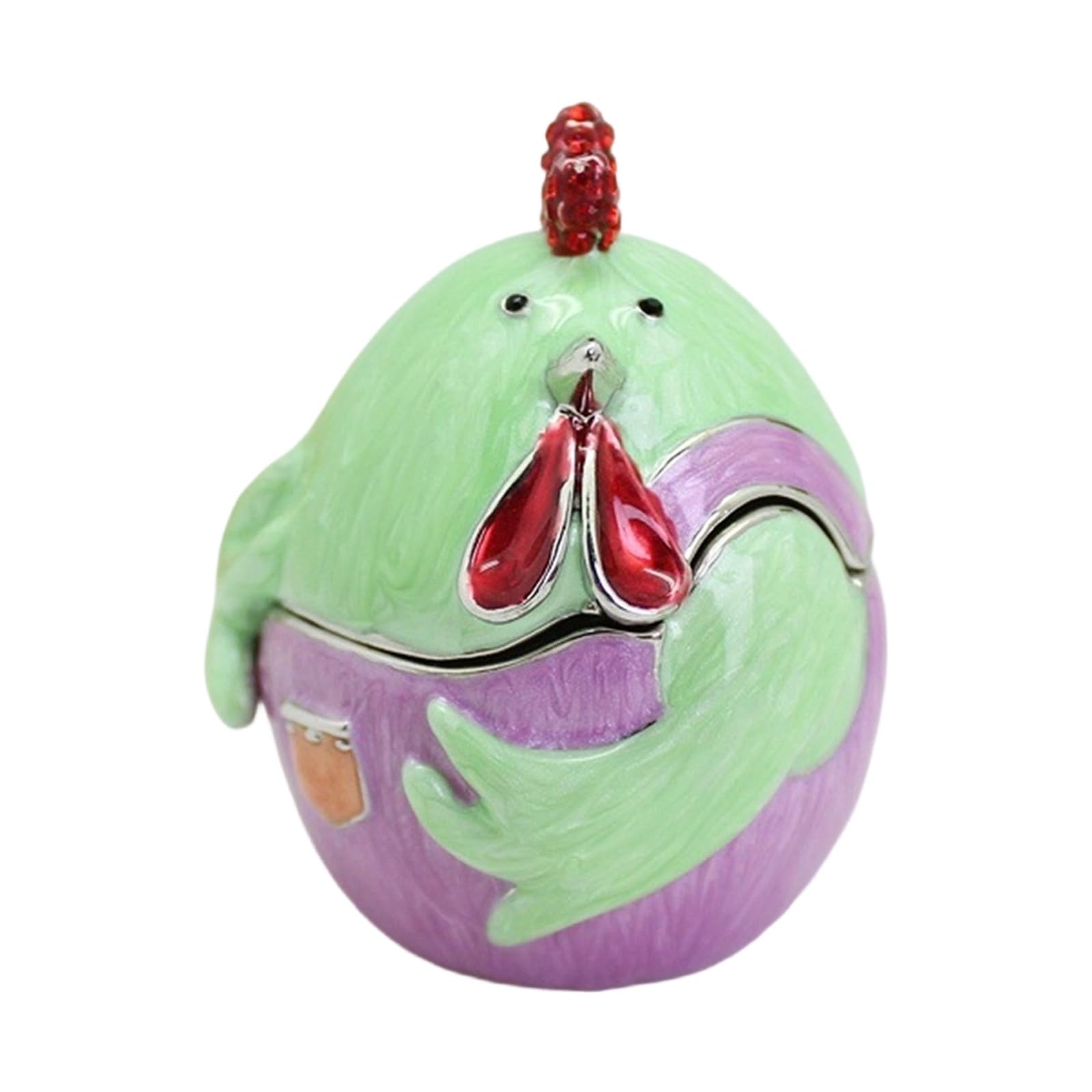 uikios Enameled Alloy Rooster Jewelry Box with Czech Diamonds Chicken Jewelry Organizers for Home Decors and Gift Giving Sunlight Alloy Box