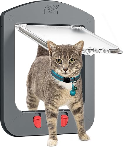 HIDROSIL Puerta de gato para puerta con llaves magnéticas, puerta para mascotas mejorada adecuada para puerta interiorexterior con 2 llaves de