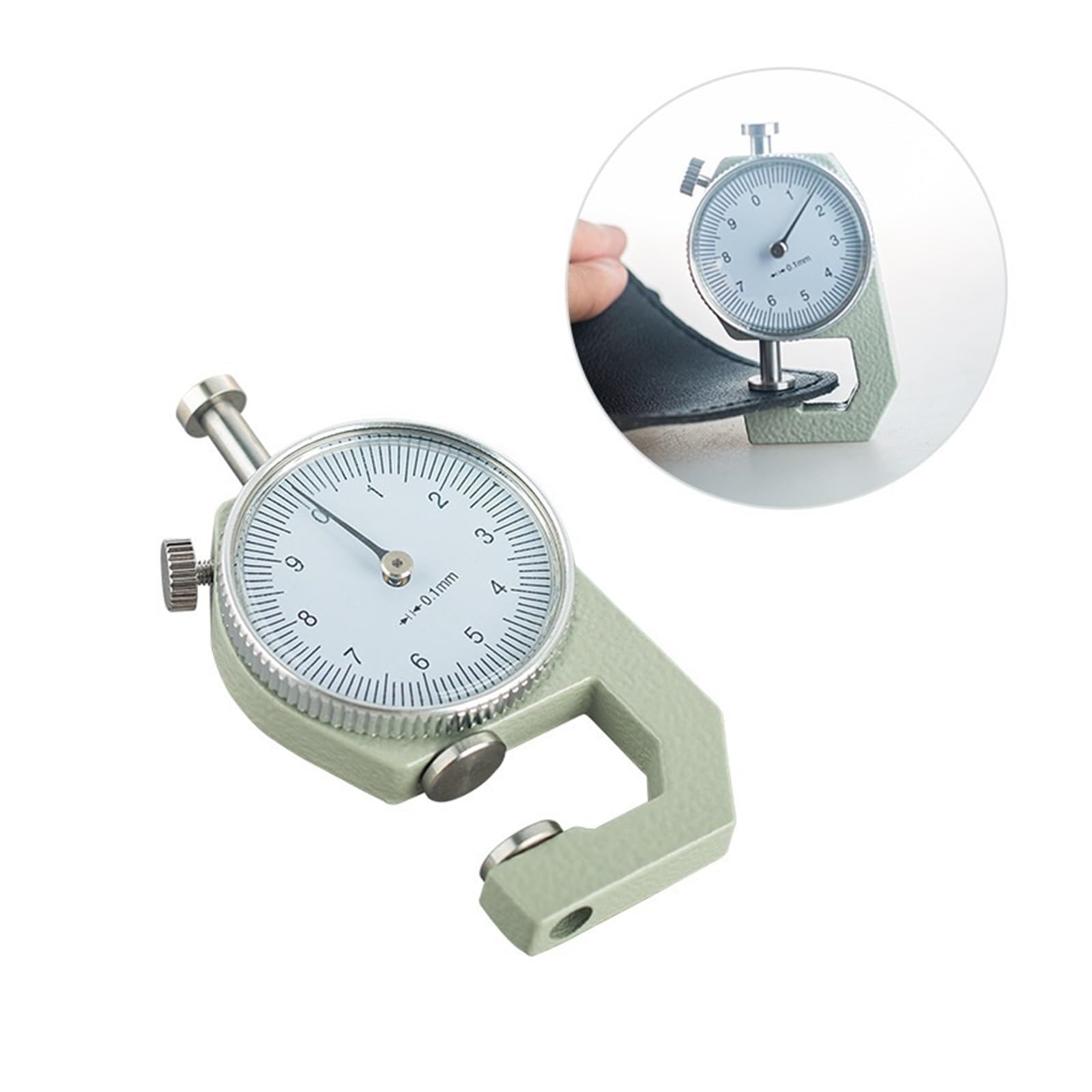 Misuratore di spessore Gau con quadrante 0-10 mm, strumento di misurazione di precisione per pelle e carta, precisione 0,1 mm, ideale per misurazioni di tubi cavi e circonferenze