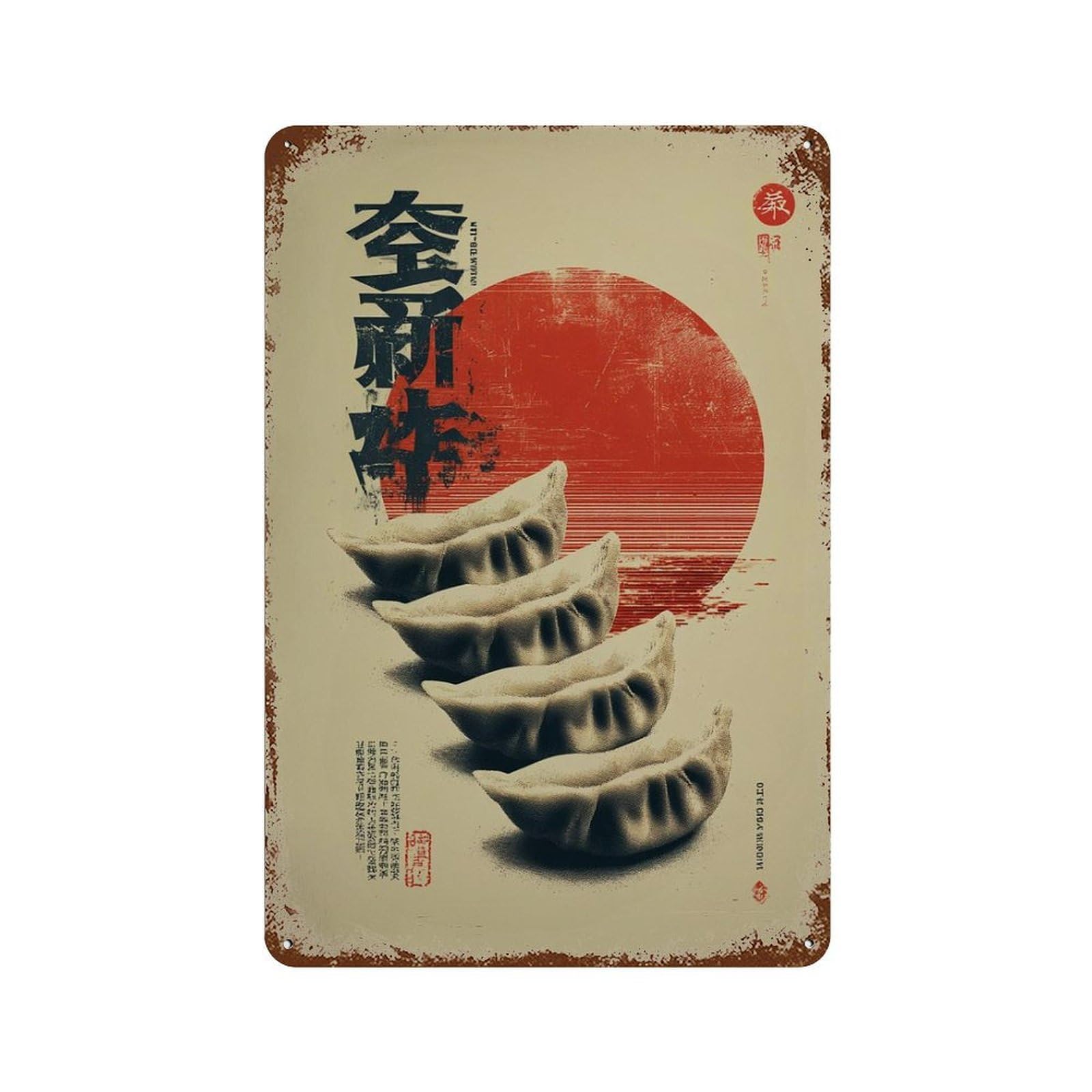 xiaoxiaoshen Japanese Dumpling Ukiyo Wall Decor Art Metal Tin Poster Modern Home Decor Art Home Bar Shop Decorations Vintage Sign 30x20cm