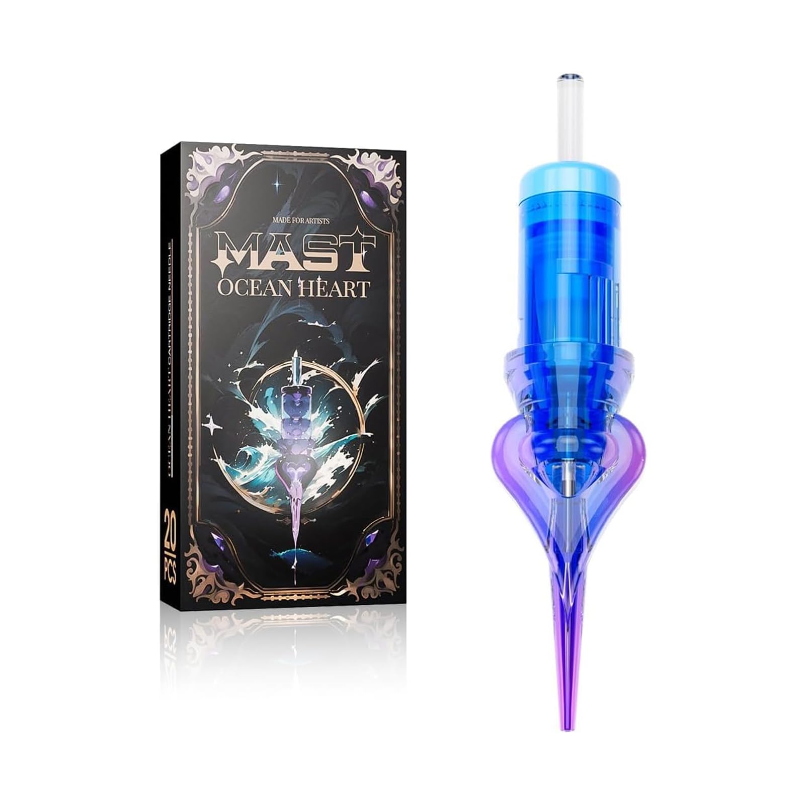 Mast Ocean Heart Kit de Agujas Tatuaje 20 piezas 1001RL Tattoo Needles Round Liner Long Tips para Máquina de Tatuar