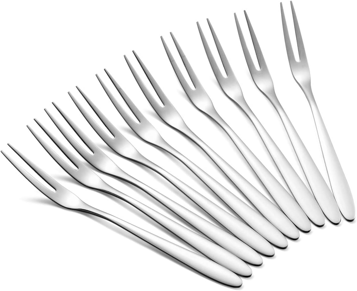 30-piece Appetizer Dessert Forks, Footek Stainless Steel Mini Salad Fruit Fork Tasting Forks Cocktail Fork, 5.1-Inch, Attached Plastic Case