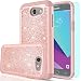 LeYi PC Silicone Glitter Case with HD Screen Protector for Samsung Galaxy J3 Prime/ J3 Emerge/ Express Prime 2/ Amp Prime 2/ J3 Mission/ J3 Eclipse/ J3 Luna Pro/ Sol 2/ J3 2017 TP Rose Gold