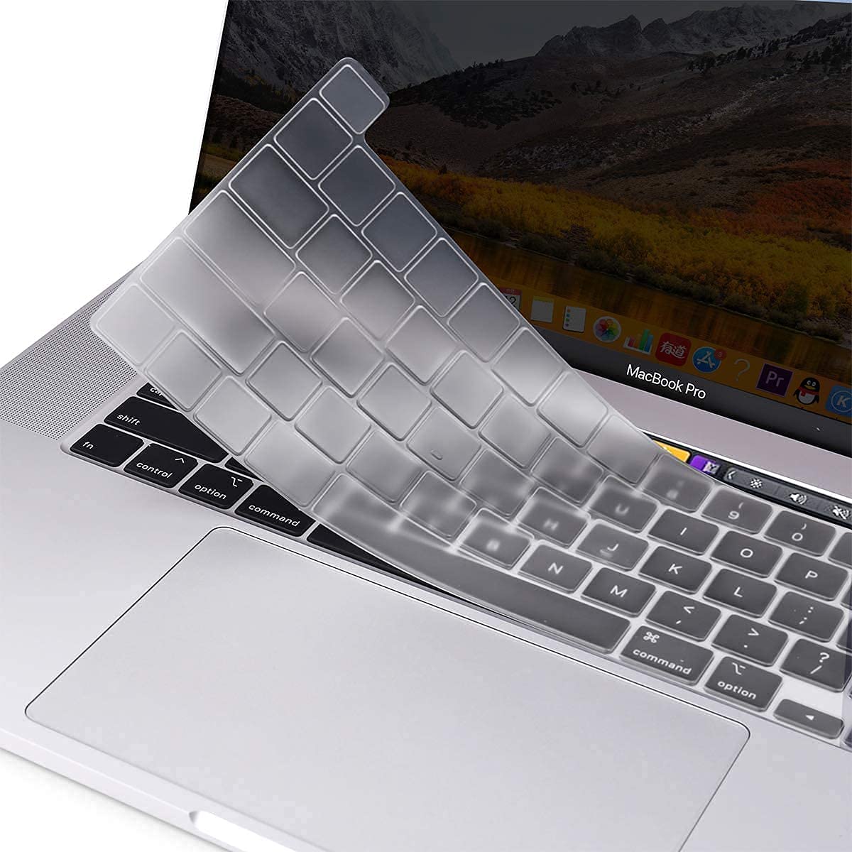 Oaky Keyboard Skin Compatible with MacBook Pro 13 inch [M2 2022, 2021 2020 M1 A2338 A2289 A2251] & MacBook Pro 16 inch 2020 2019 A2141 Touch ID,TPU Skin Keyboard Protector - TPU Clear-image-10