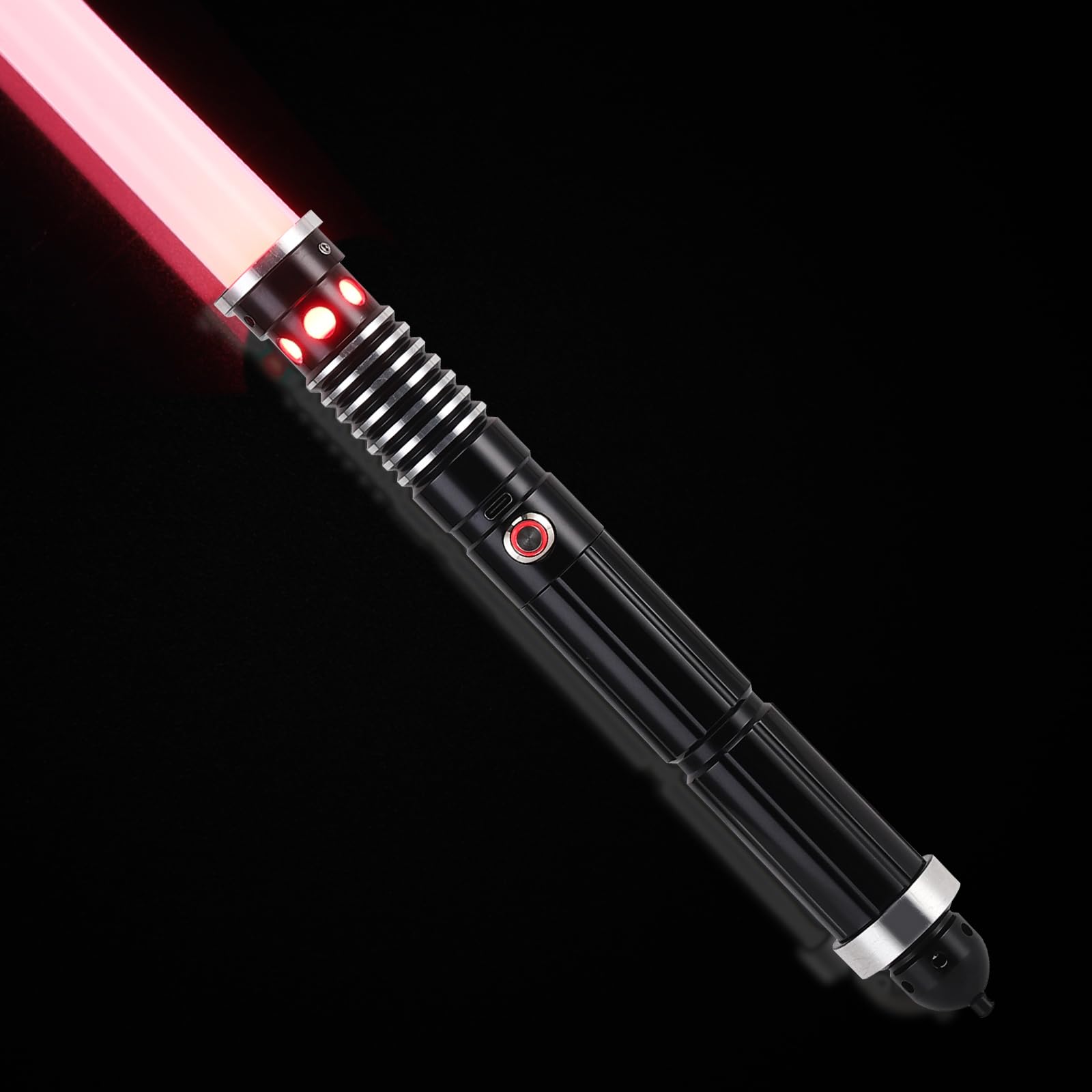 Lorsaberus Dueling Lightsaber, Smooth Swing 12 Movie Sound Fonts FX Light Saber for Adult, RGB 15 Colors, Premium Aluminium Alloy Hilt with USB-C, Valentine's Day Gifts for Him. (Black)