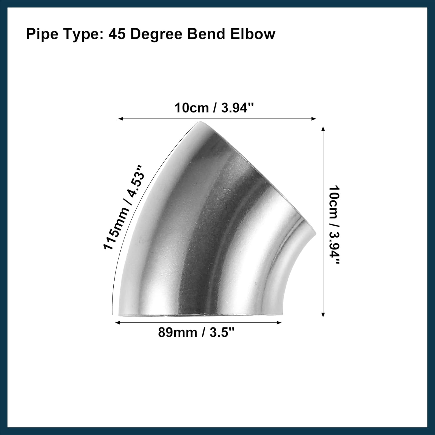 45 Degree Mandrel Bend Elbow Tube OD 3.5" Inch 304 Stainless Steel Reusable | Exhaust Elbow Pipe Stair Handrail Tube 4 Pcs