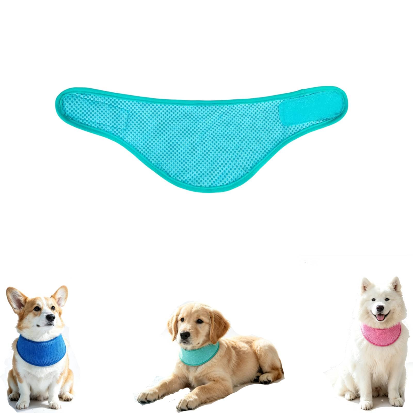 Dog Cooling Summer Bandana, Breathable Dog Cooling Collar, Adjustable Breathable Ice Collar Scarf, Instant Ice Pet Scarf, Adjustable Neck Wraps for Small Medium Large Dogs Cats (Green, M)