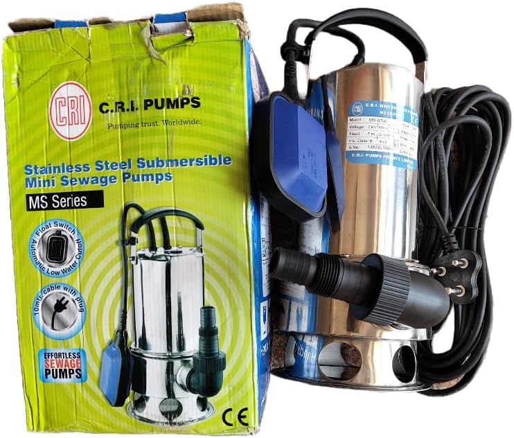 CRI 1HP Seways Pump (Stainless Steel/Corrosion Resistant) With Float Switch, 1.5 Inch Delivery,10 mtr Cable 7.6 mtr Head