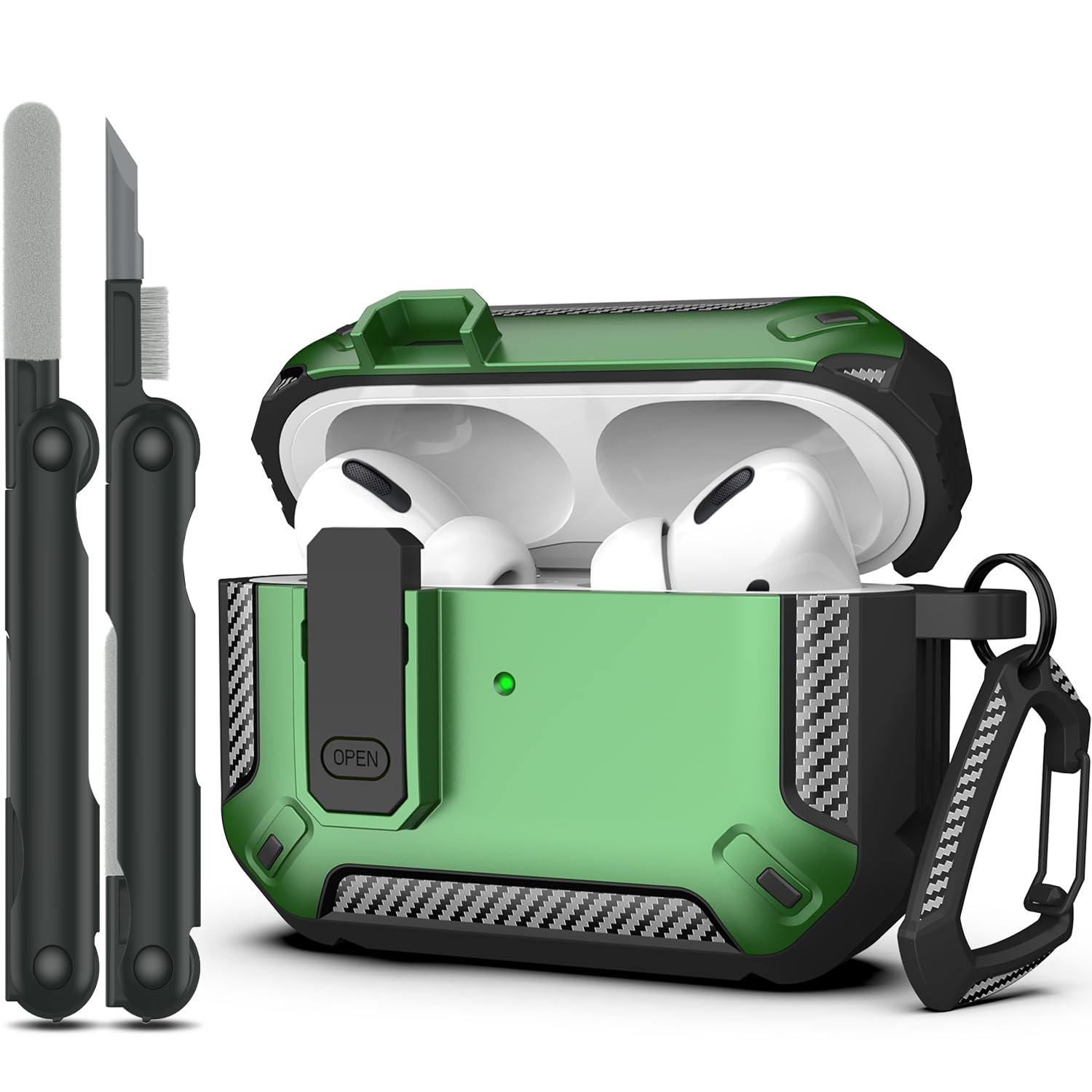 RFUNGUANGO - Funda para AirPods Pro 3 con Cierre y Kit de Limpieza, Transparente, rígida, para Videojuegos, con Soporte para teléfono Integrado, antigolpes （Naranja） — view 65