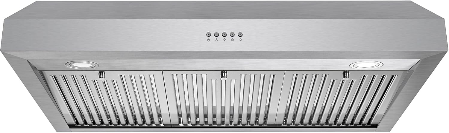 COSMO UC36 36 in. Haven Collection 380 CFM Ducted Under Cabinet Range Hood, LED Lights, Button Controls, Stainless Steel 36 in Push Button Hood