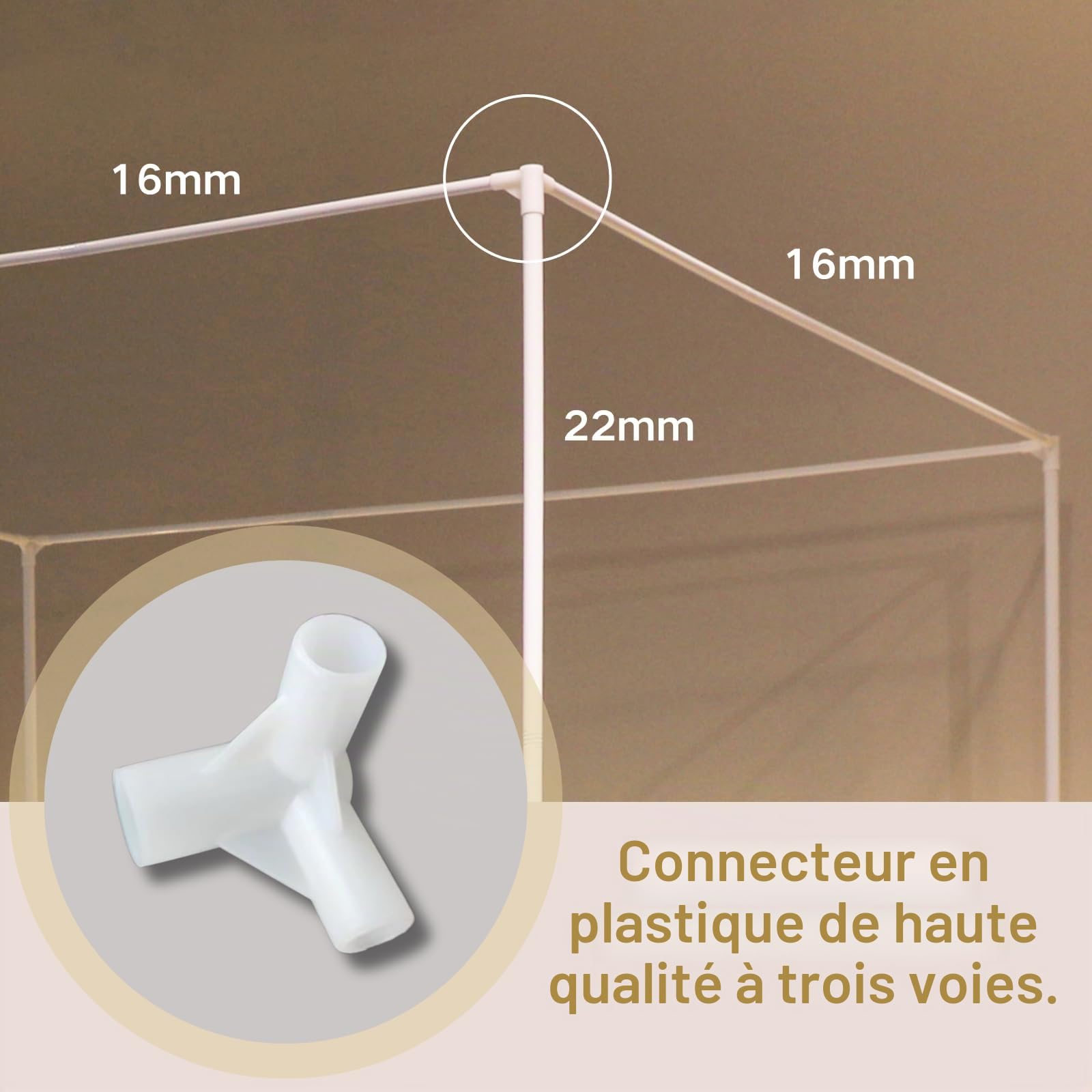 Beyeutao Ciel de lit 100 x 200 cm blanc moustiquaire cadre baldaquin