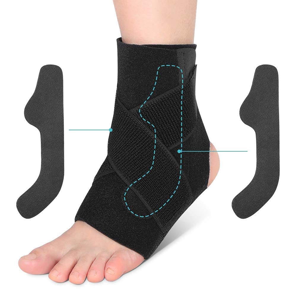 DOACT Ankle Support Brace with PE Board, Adjustable Neoprene Ankle Strap Compression Wrap for Sprained Ankle,Sports Running,Achilles Tendonitis,Injury Recovery,Ligament Damage, One Size for Men Women