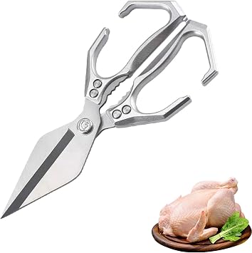 Kitchen Scissors Heavy Duty Scissors Heavy Duty Stainless Steel Cooking Shears for Chicken Meat Seafood Bones Nuts Silver