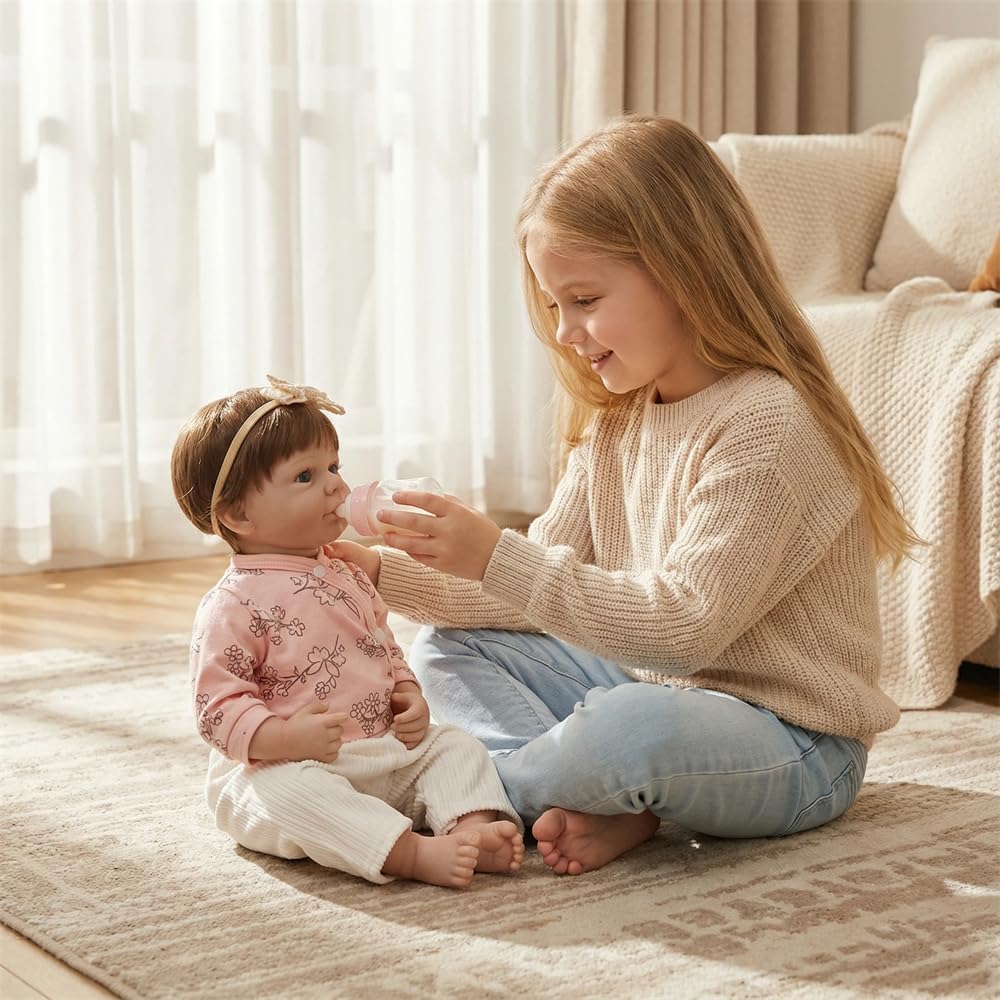 Reborn Puppe Mädchen 20 Inches Handgefertigt Reborn Babys Vollsilikon Weiche Körper mit Anatomisch Korrekte, Reborn Babypuppen Sieht Wie EIN echtes Baby