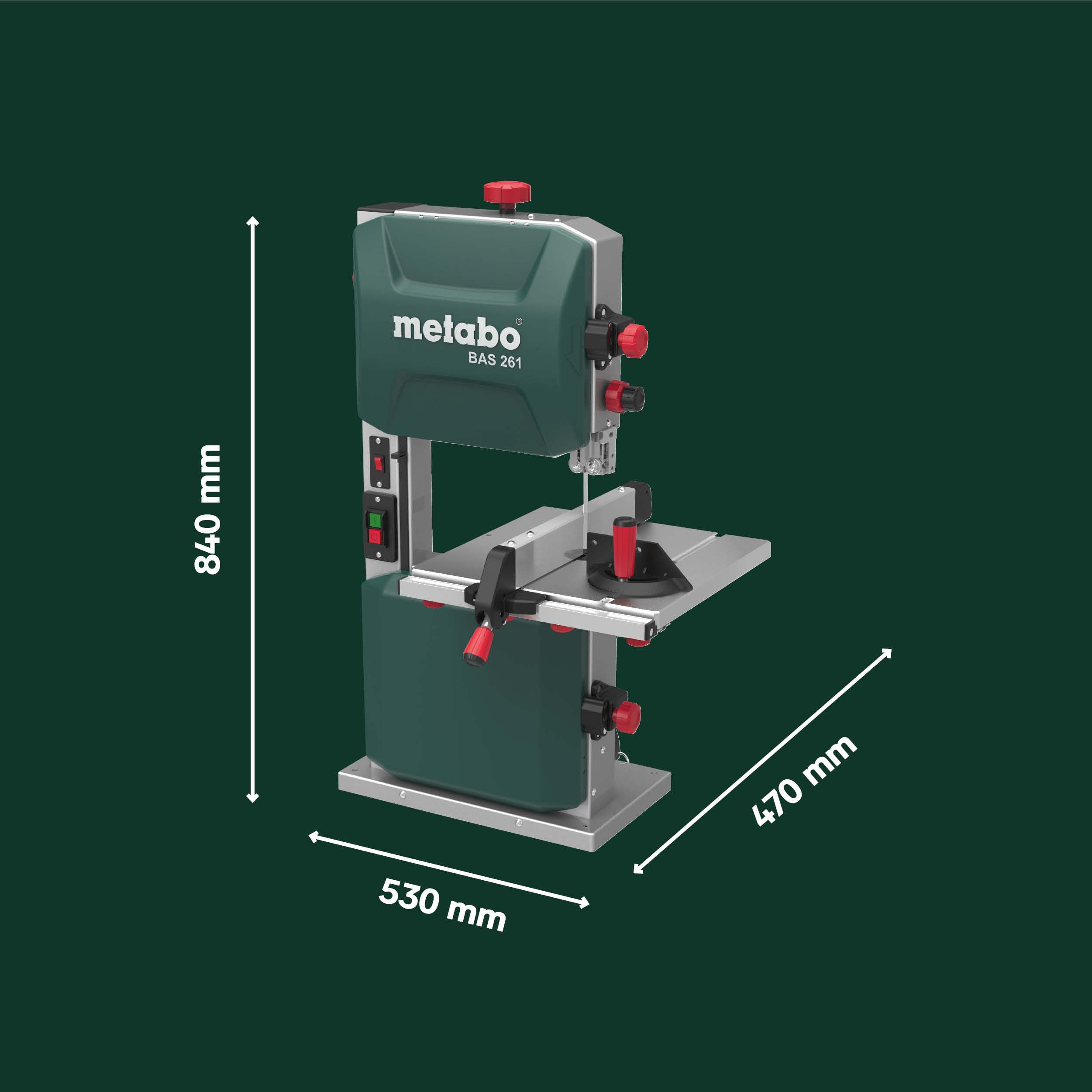 Metabo Bandsäge BAS 261 Precision – 619008000 – Bandsäge für eine hohe Präzision und stabile Schnittqualität (400 W, Schnitthöhe 103 mm)