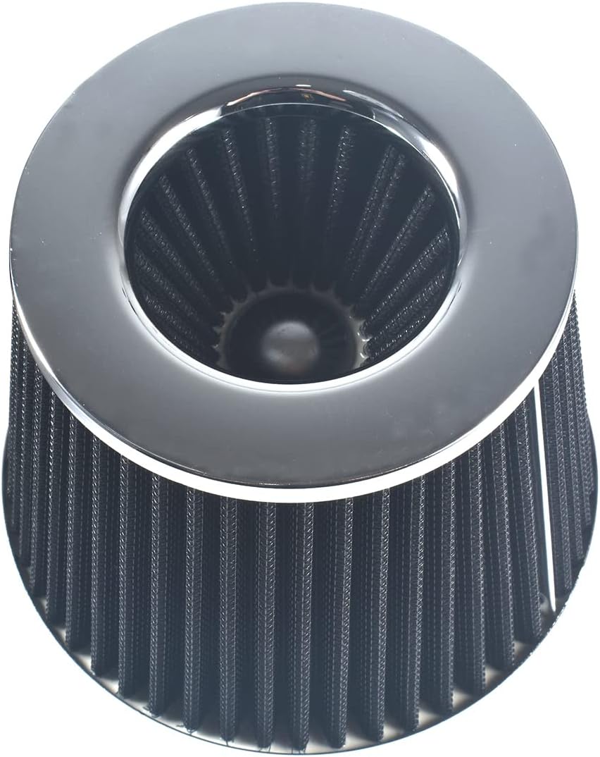 Black 3" 76mm Performance High Flow Cold Air Intake Cone Replacement Dry Air Filter