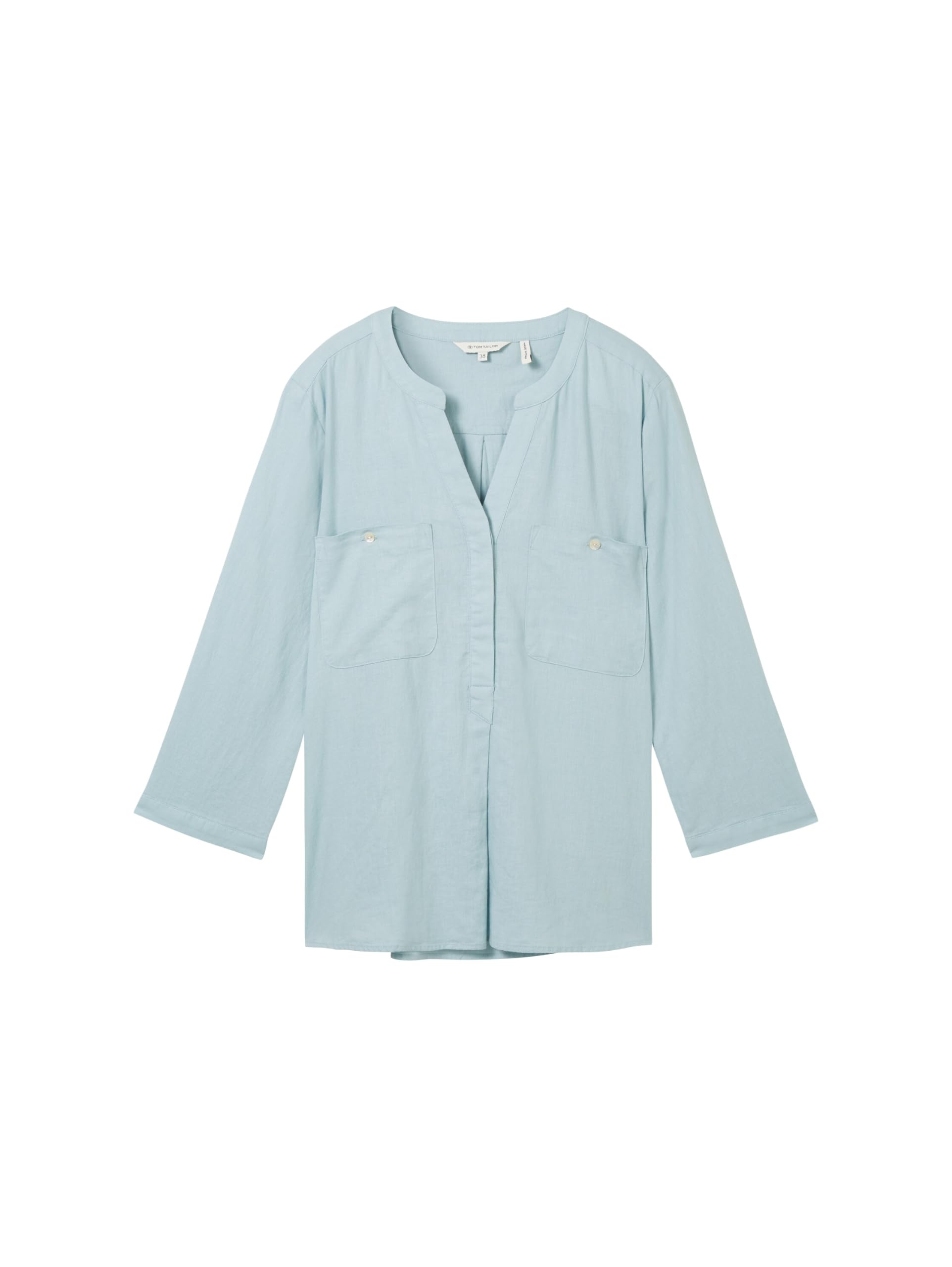 TOM TAILOR Camicetta di Lino Basic con Tasche sul Petto Donna