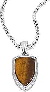 Stainless Steel Necklace for Men Shield Pendant Necklaces for Men, Durable & Fade-Resistant, Stylish Jewelry Gift for Him