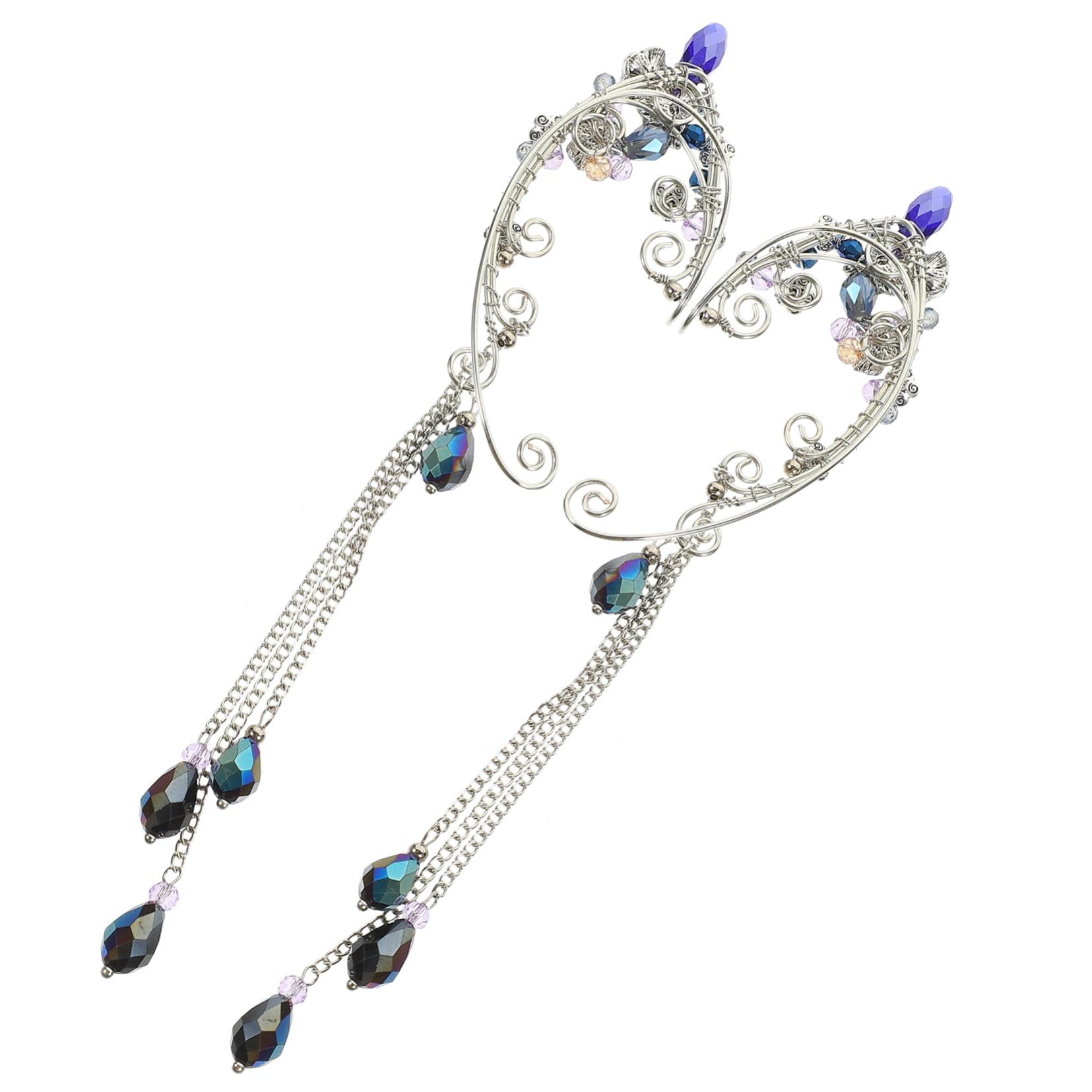 Clip per orecchie da elfo graziosi orecchini per le donne polsino con ala di perle earrings for women bow earrings polsino dell'orecchio per le donne orecchio da elfo lega