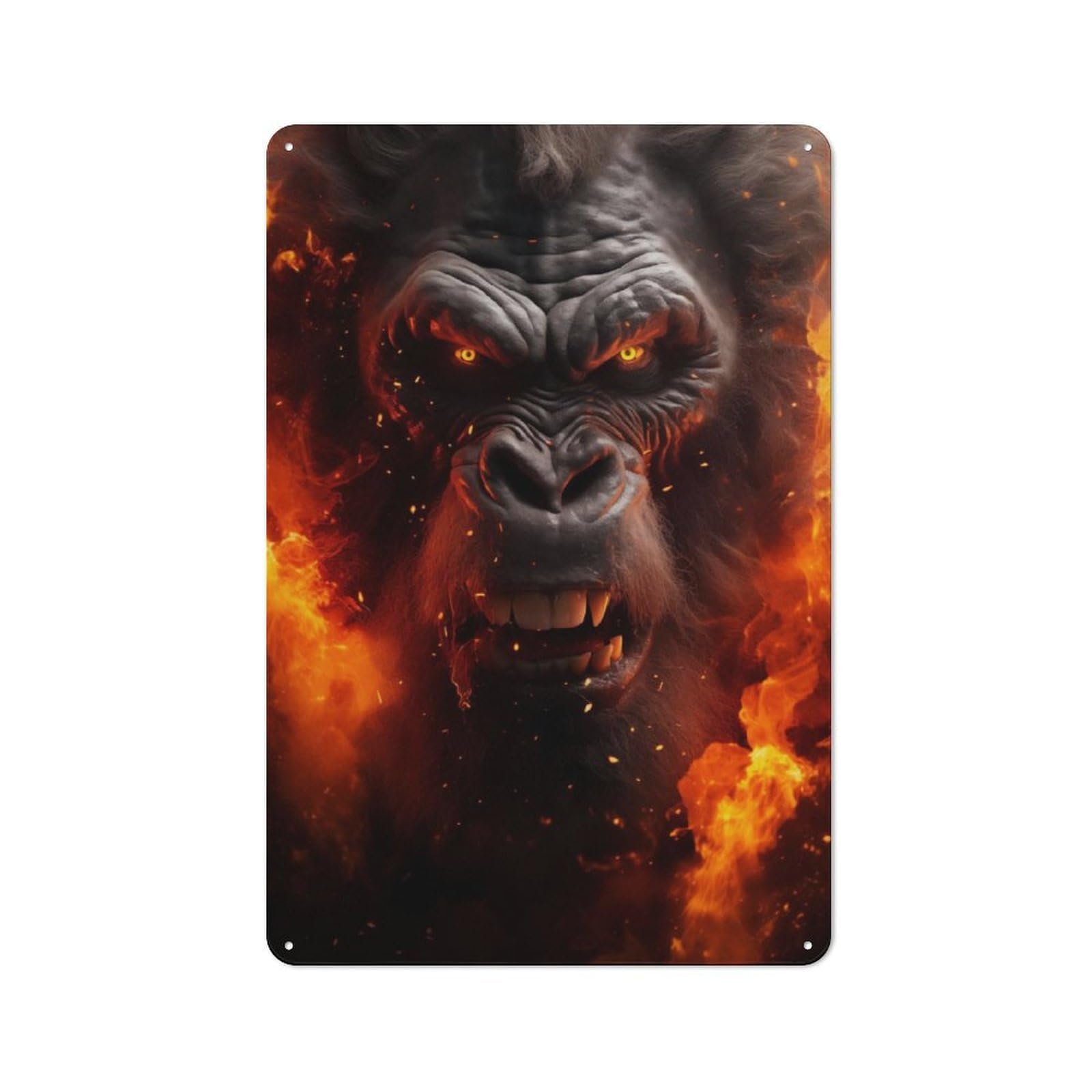 Junmoney Furious Mad Scary Gorilla Loft Style Metal Wall Sign 30X20cm Featuring Studio Wall Art For Loft, Studio, Office Or Creative Room