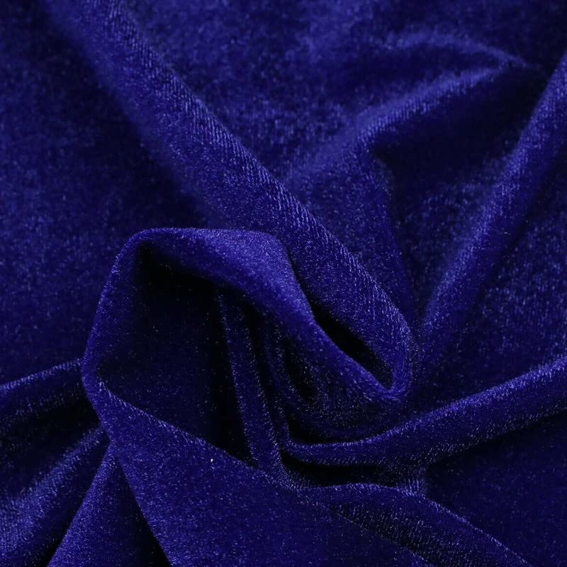 Tela de terciopelo brillante liso de alta calidad, para manualidades, a la moda, elástica en 2 direcciones (1 metro, azul real 1946)