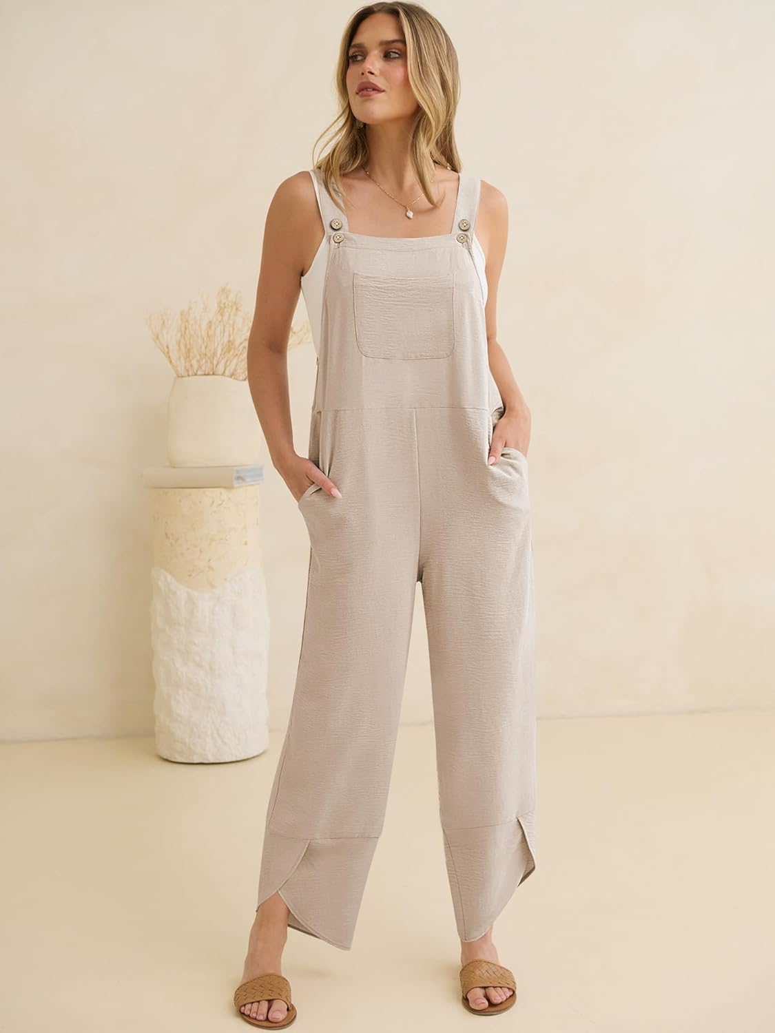 ANRABESS Overalls for Women Casual Summer Jumpsuits Adjustable Straps Loose Fit Bib Overalls Pockets Spring Vacation Clothes - Image 5