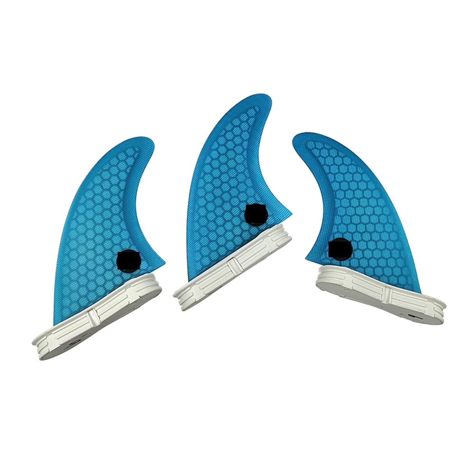 2 Fins Small Tri Set Double Tabs G3 Surfboard Fiberglass Surfing Carbon Surf Fin for Thrusters for Paddle Board(Blu)