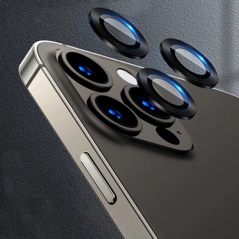 Zore Apple ile uyumlu iPhone 12 Pro Max CL-07 Kamera Lens Koruyucu Siyah