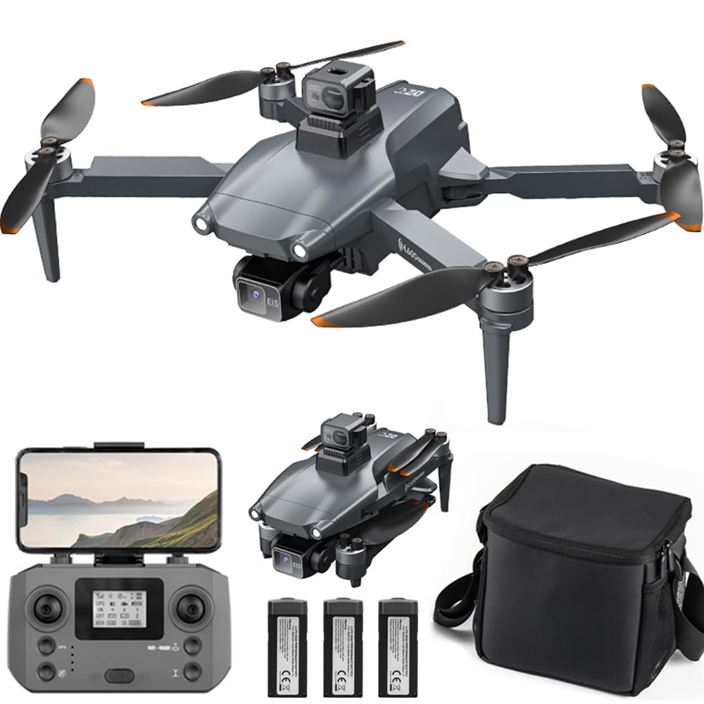 Lozenge L600 PRO Brushless Drone with Camera for Adults 4K GPS Drone 360 °Laser Obstacle Avoidance RC Quadcopter Helicopter Dual Cameras with Backpack (3 Battery)