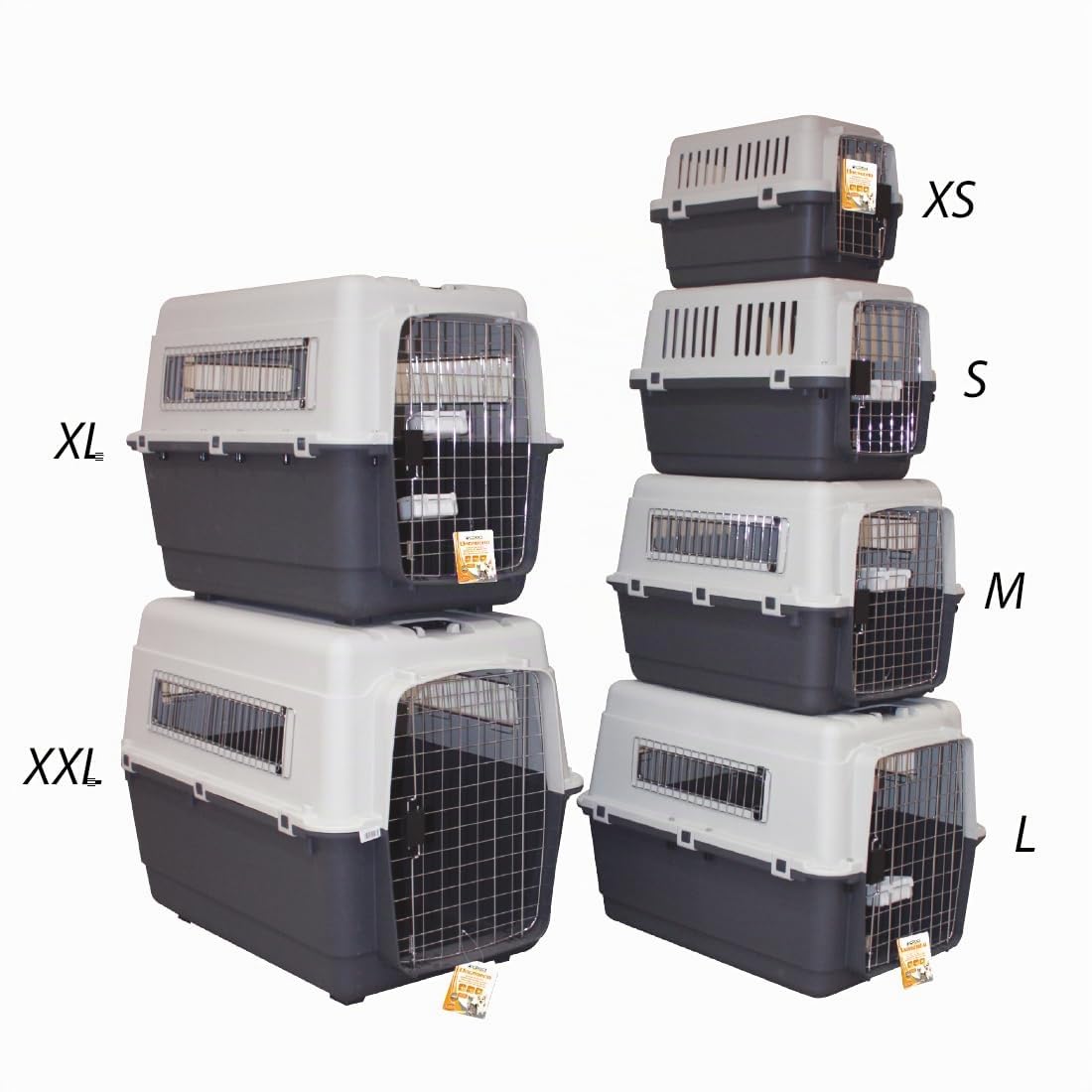 Croci Vagabond Transportín para Perros y Gatos Pequeños, Medianos, Grandes, Transportador de Coche, Rígido, con Ruedas, 2 Comederos Incluidos, Carga Máxima 23 Kg, 81 x 56 x 59 cm