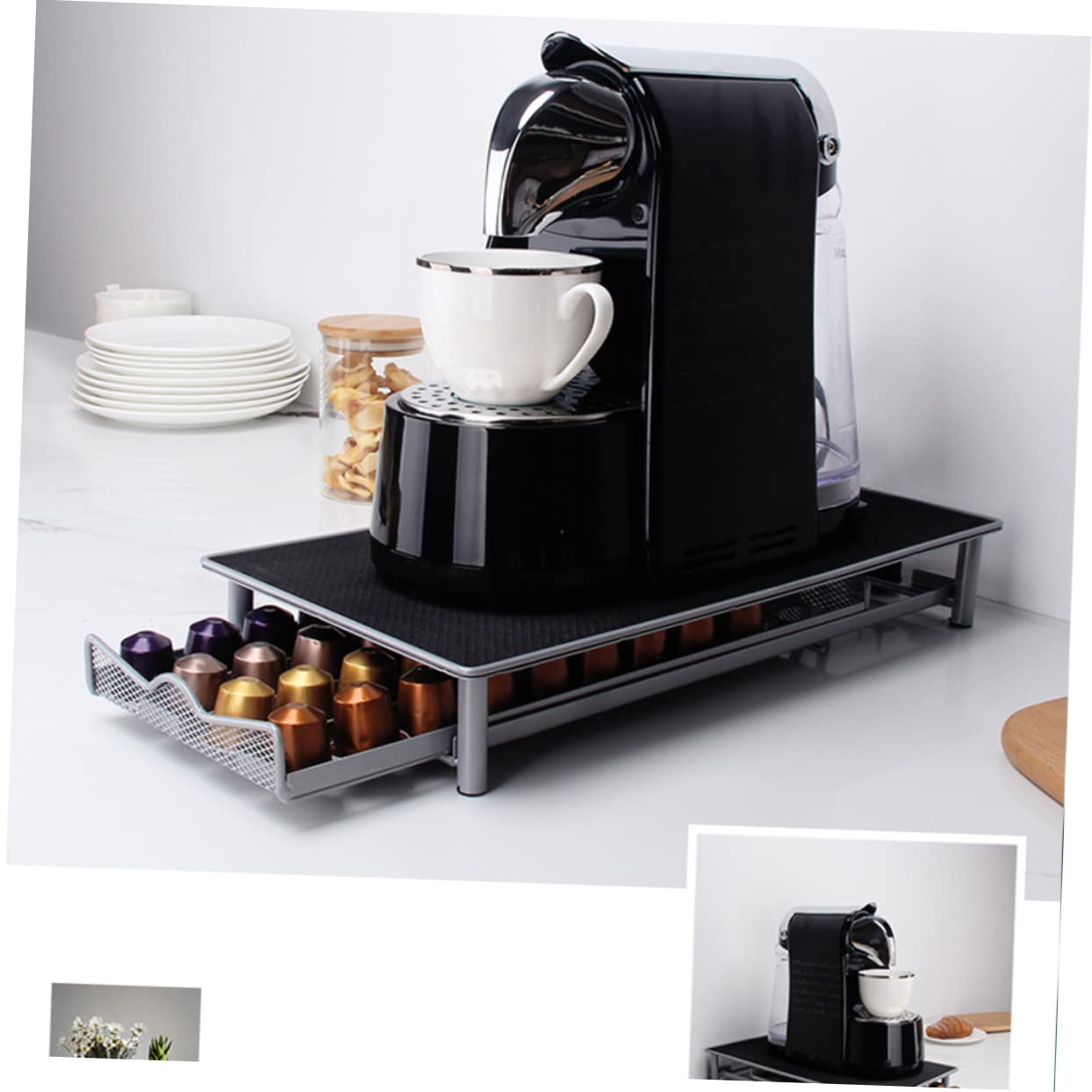 Portacápsulas de Café Tipo Cajón Metálico para 40 Unidades Negro