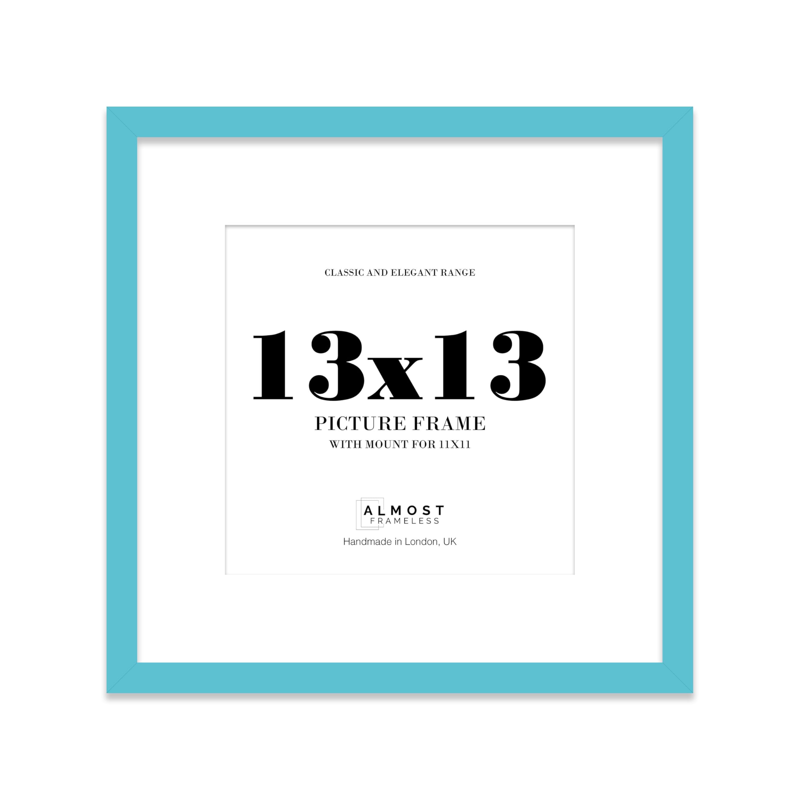 13x13 Turquoise Picture Frame with Mount for 11x11 Photos, Prints - Modern Square Wall Frame, 1 Pack