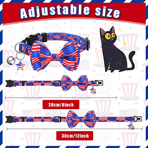 Kacctyen 18 Pcs Holiday Cat Collars With Removable Bow Tie And Bell Independence Day Collar Cute Cat Buckle Breakaway Collar Safety Dog Collar Bowtie Girl Boy Kitten Puppy Pet, Kitty Collar (Small) #TOP1