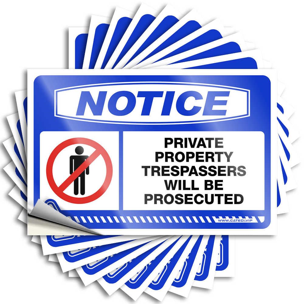 Work Desk Decor Decal Hat | Notice Private Property Trespassers Will Be Prosecuted Optical Illusion Outside Sticker Pack(6X9CM)