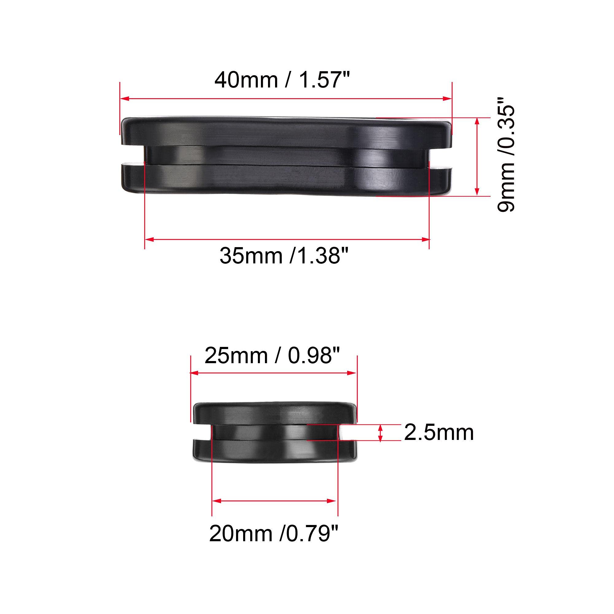 10 Passacavi Ovali In Gomma Uxcell - Protezione Fili - 25x55mm - Antiolio