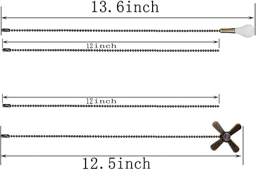 Miniatura 4 de Cadena de tracción para ventilador de techo, 24 pulgadas extra larga con bombilla decorativa de vidrio esmerilado y cable de ventilador, se adapta a