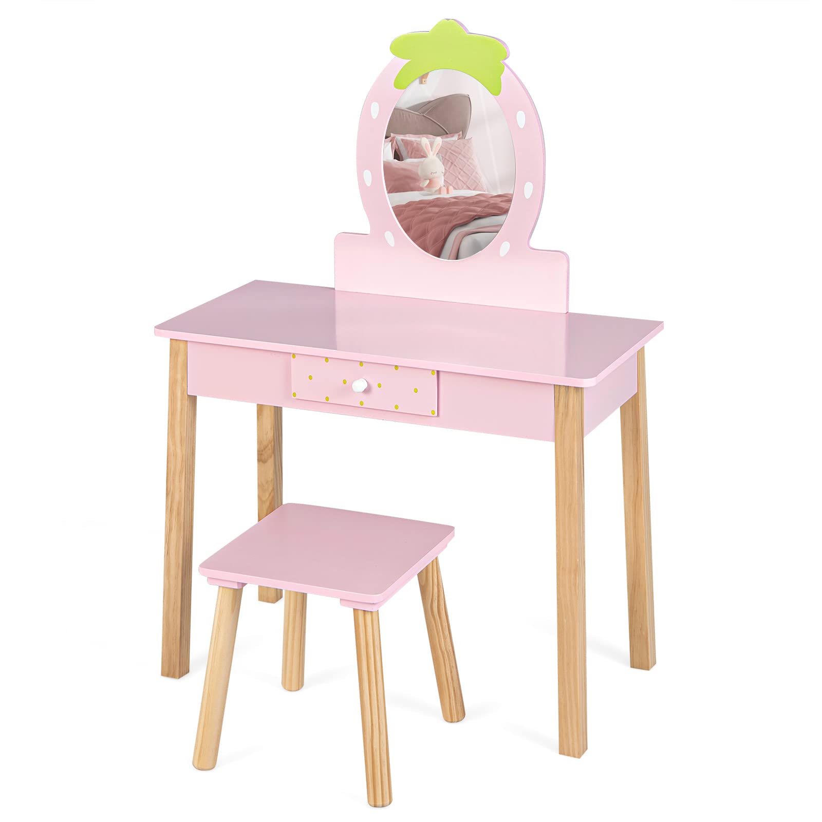 ドレッサー おもちゃ 子供 女の子 ままごと プリンセス ドレッサー 子ども 小さい化粧台 メイクゲーム ごっこ遊び クリスマス 誕生日 プレゼント ピンク