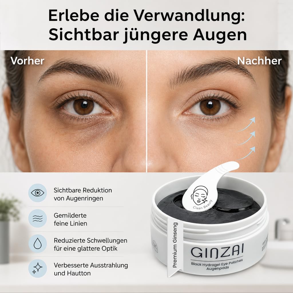 Premium Augenpads - 60 Stück - Koreanische Hautpflege gegen Augenringe, Tränensäcke, Falten und Schwellungen, Vegan