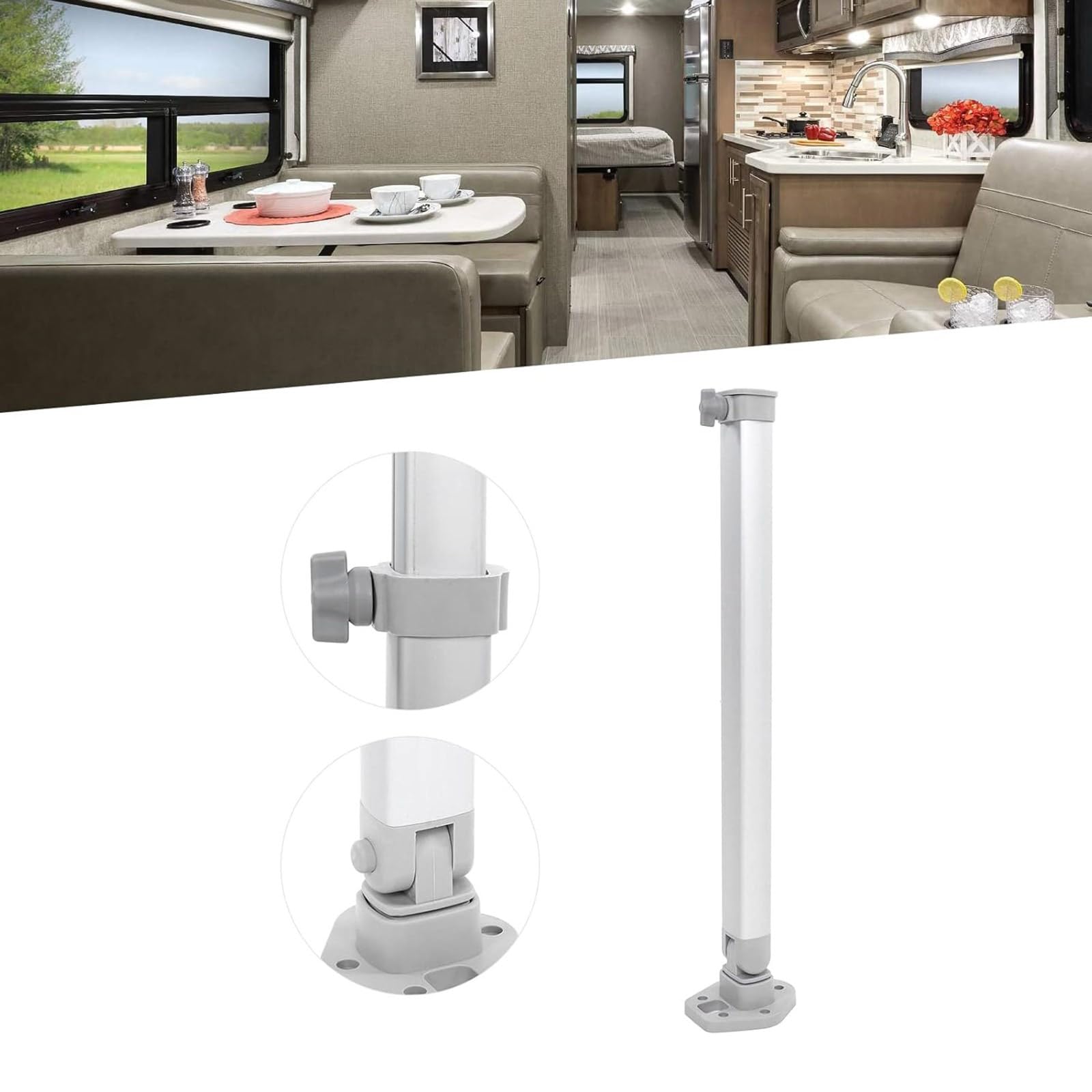 Pied de table pliable réglable pour caravane, bateau, couverture familiale, camping-car et camping-car