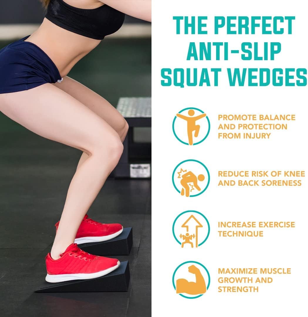 Squat Wedge Block (Box of 3) - Knees Over Toes Epp Foam Blocks - Non-Slip Calf Raise Block - Adjustable Slant Board for Squats - Squat Wedges for Yoga & Stretching - Calf Exercise (PPE-Set Of 3) 2