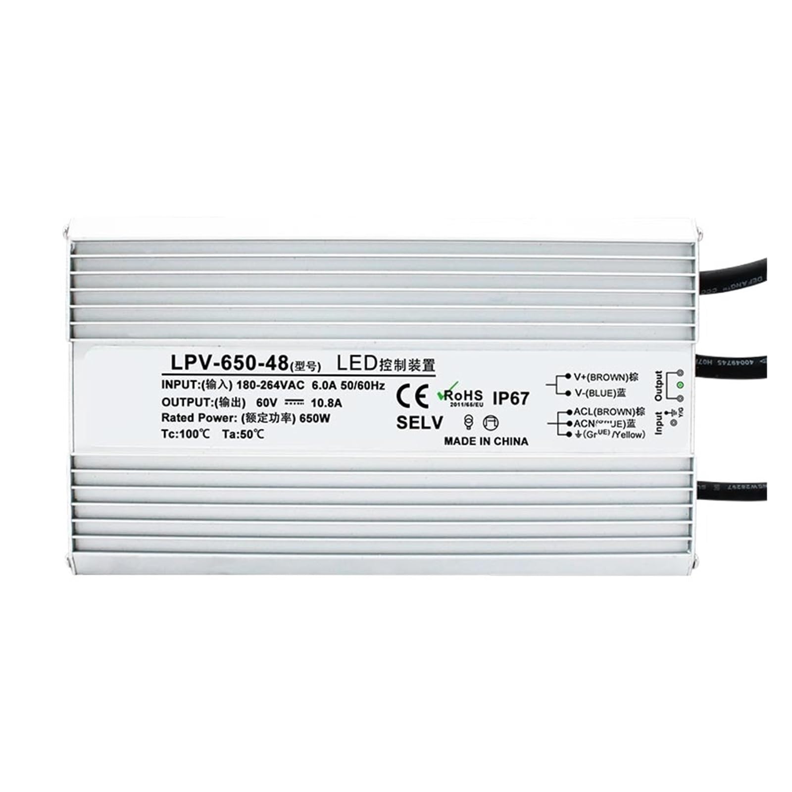 Alimentation de commutation étanche LPV 650W transformateur de tension constante 60V pour LED