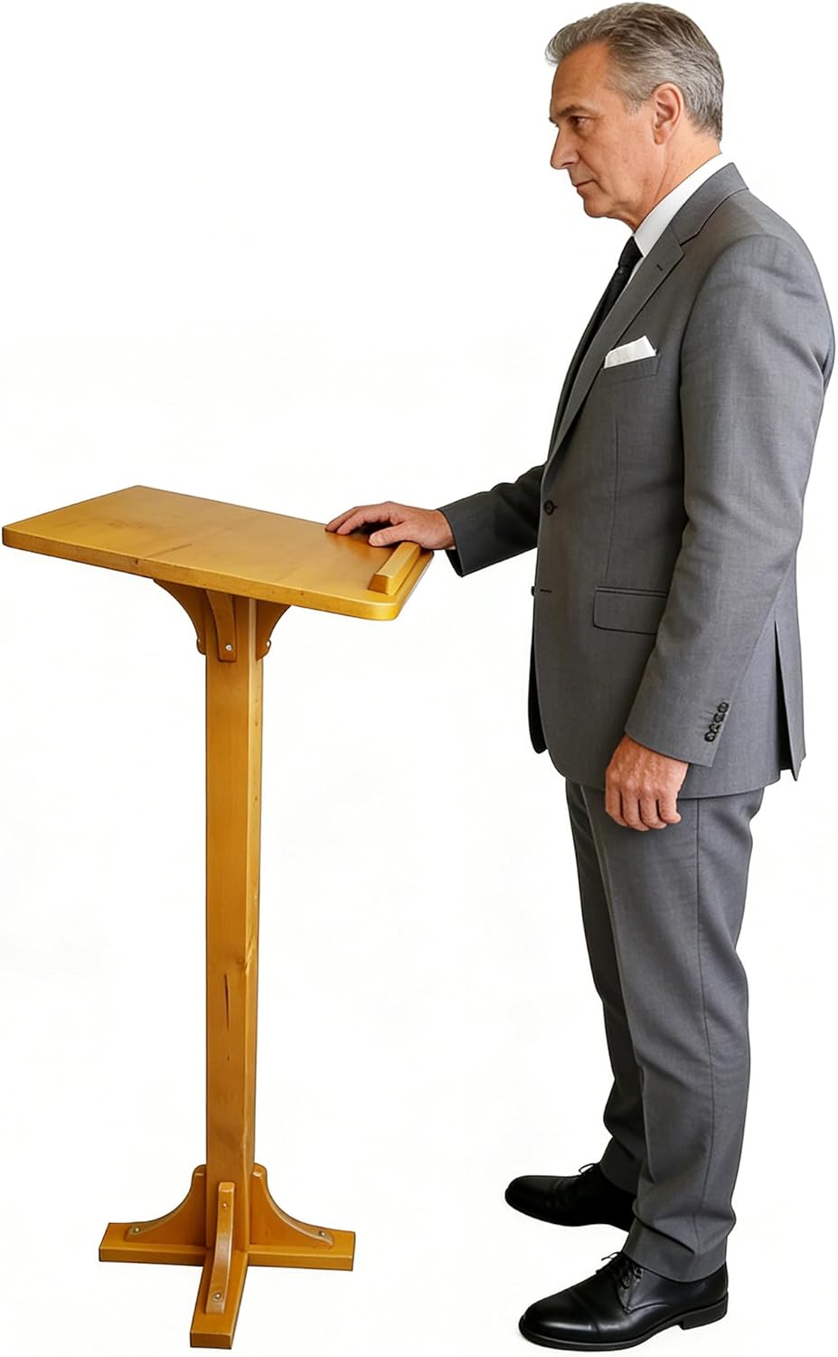 FixtureDisplays® Birch Wood Podium, Pulpit, Floor-Standing Lectern for School, Church, Business, Speech, 41.5" Height 119807NEW-NPF